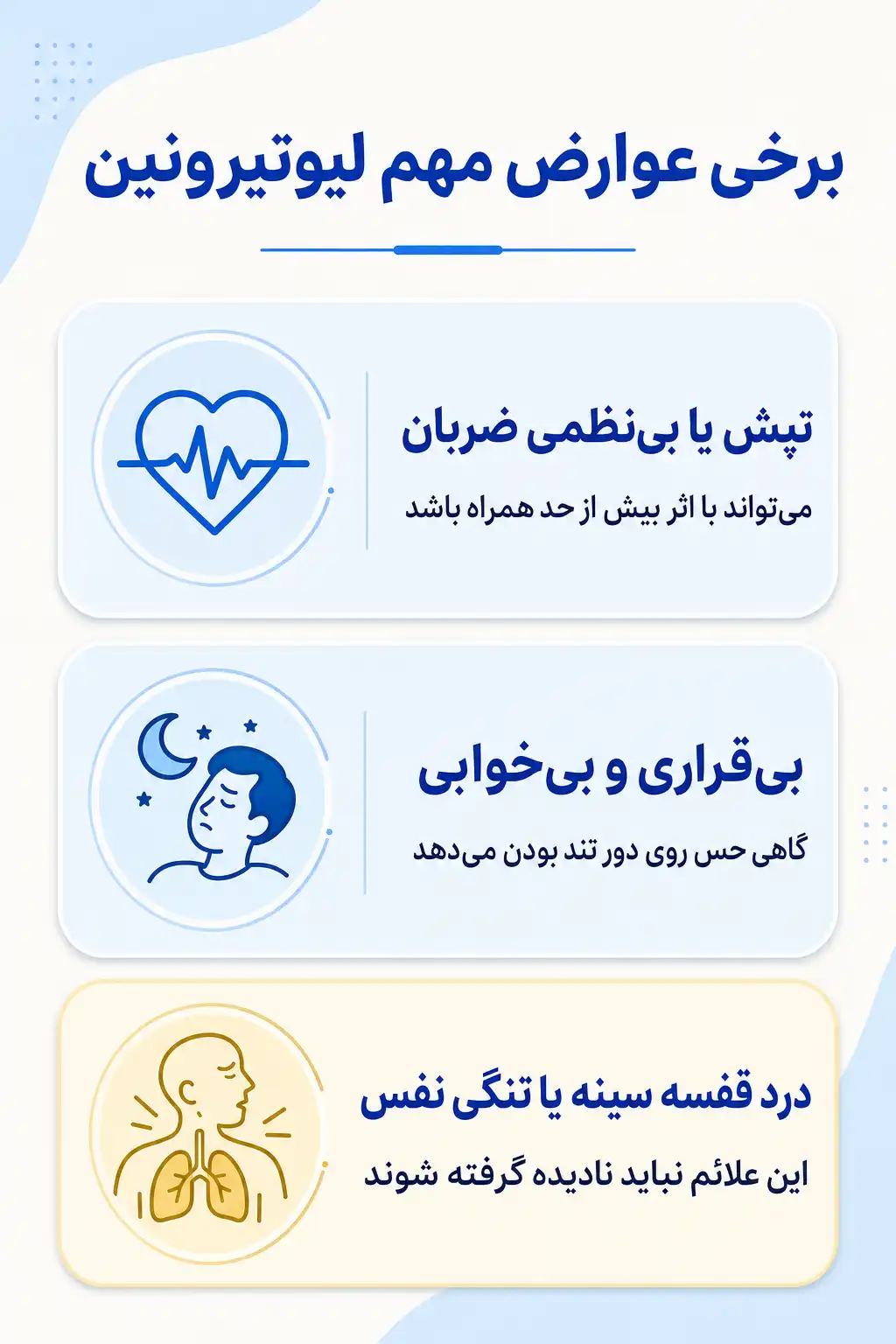 اینفوگرافیک عوارض جانبی مهم لیوتیرونین