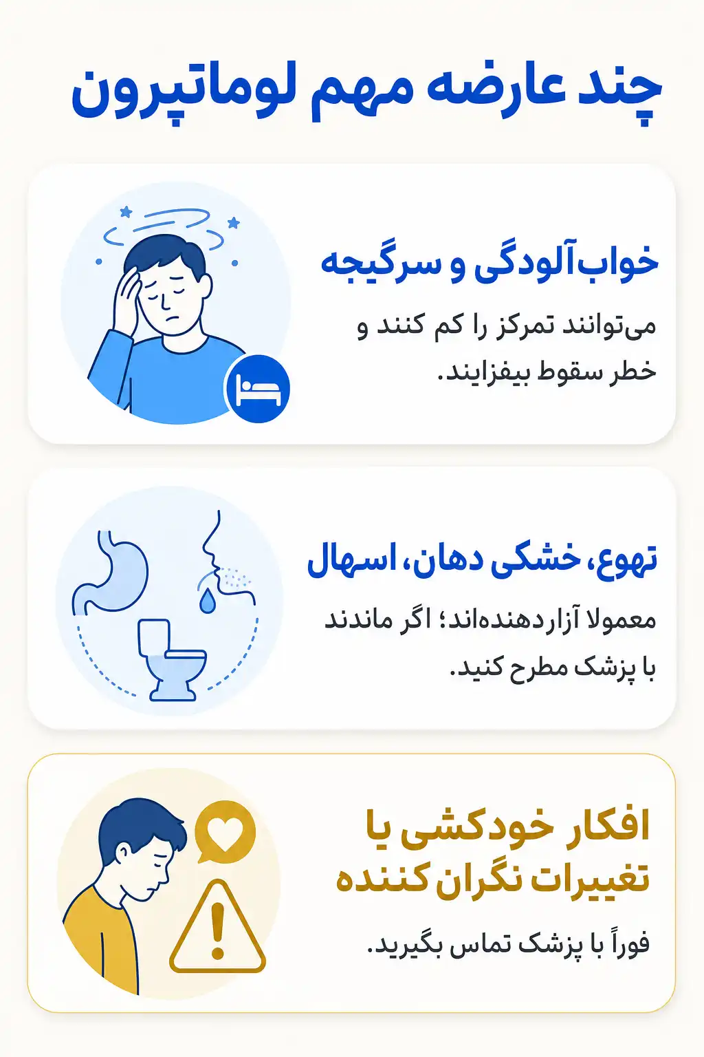 اینفوگرافیک عوارض جانبی مهم لوماتپرون