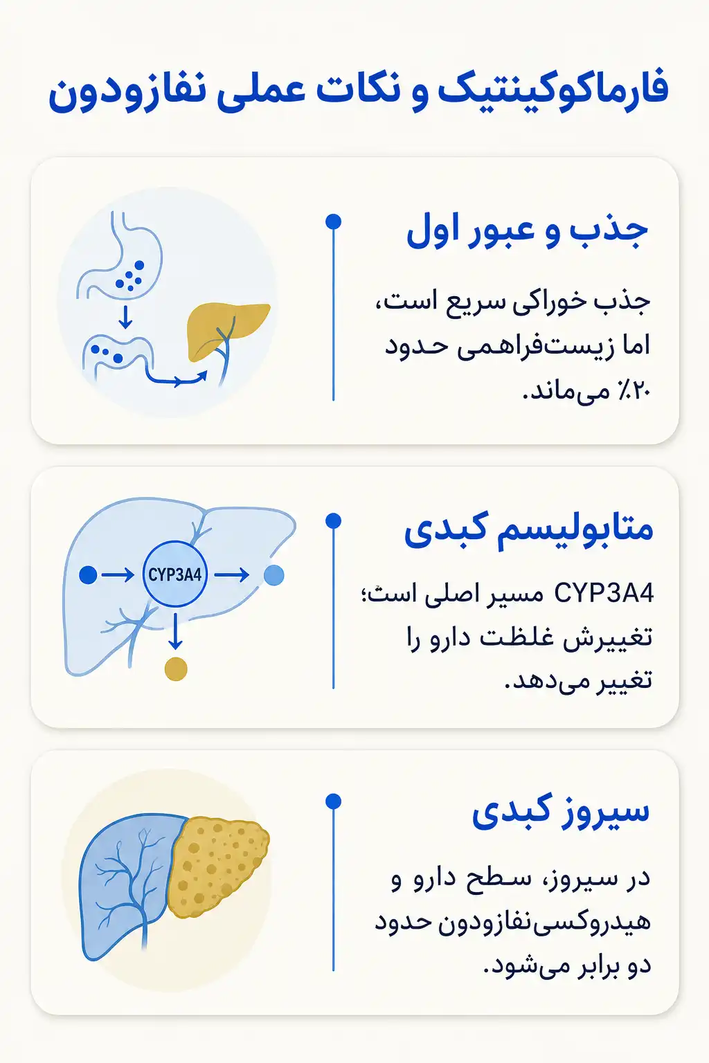 اینفوگرافیک فارماکوکینتیک و مسیر نفازودون در بدن