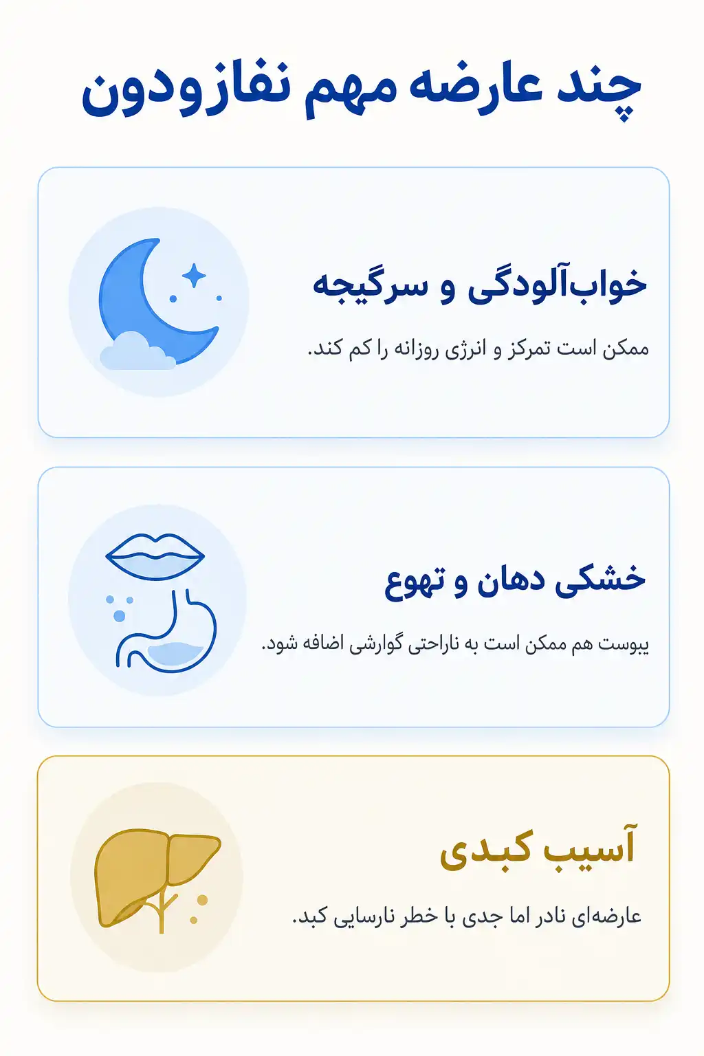 اینفوگرافیک عوارض جانبی مهم نفازودون