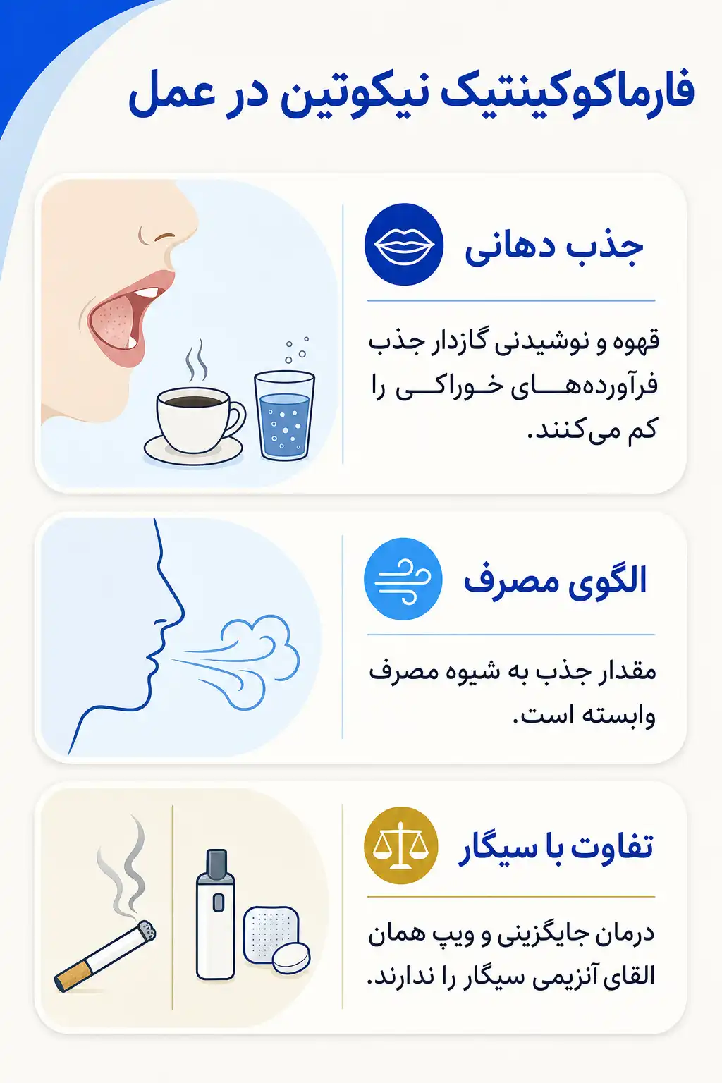 اینفوگرافیک فارماکوکینتیک و مسیر نیکوتین در بدن