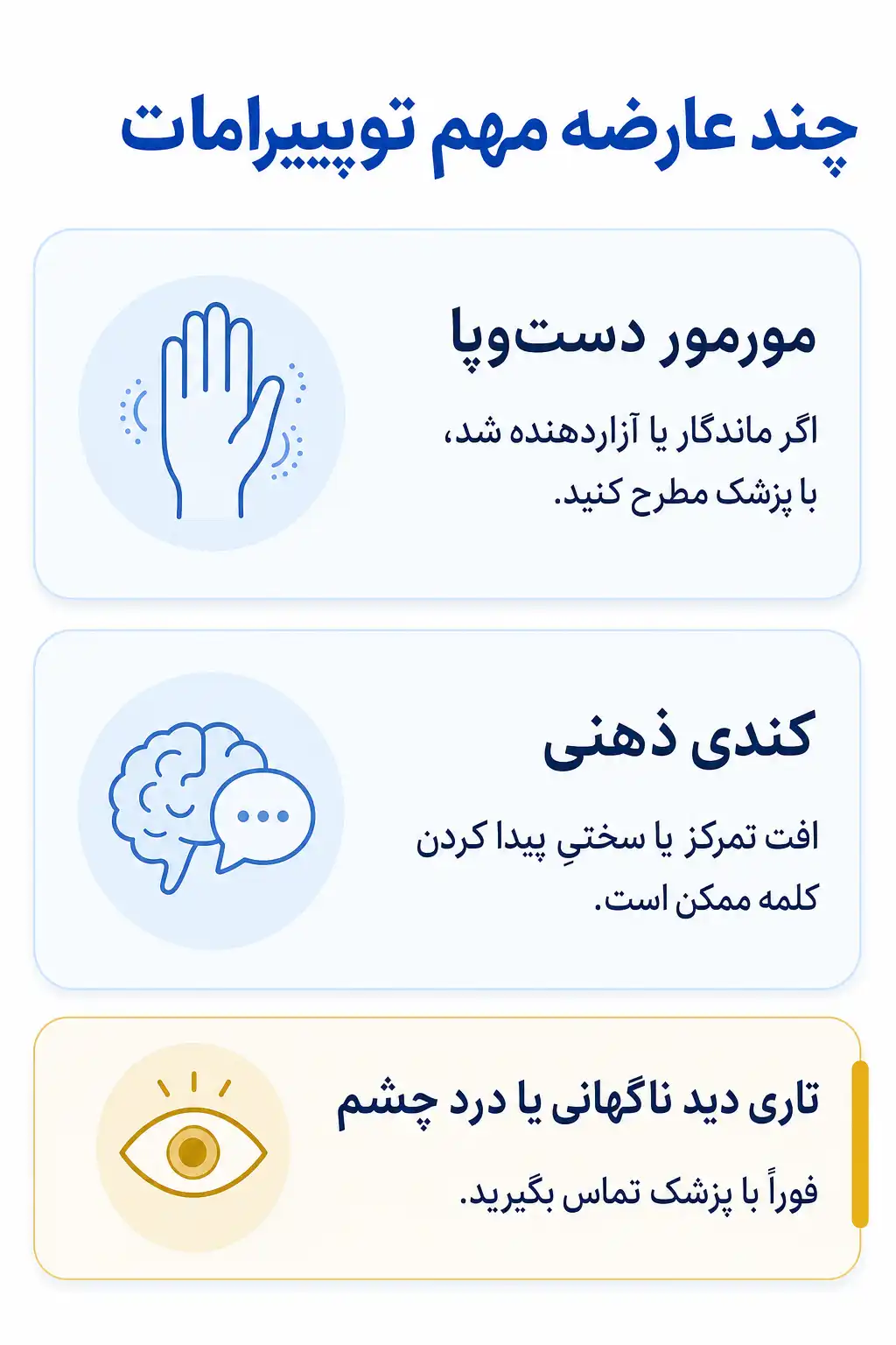 اینفوگرافیک عوارض جانبی مهم توپیرامات
