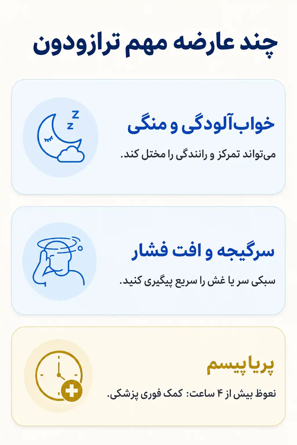 اینفوگرافیک عوارض جانبی مهم ترازودون