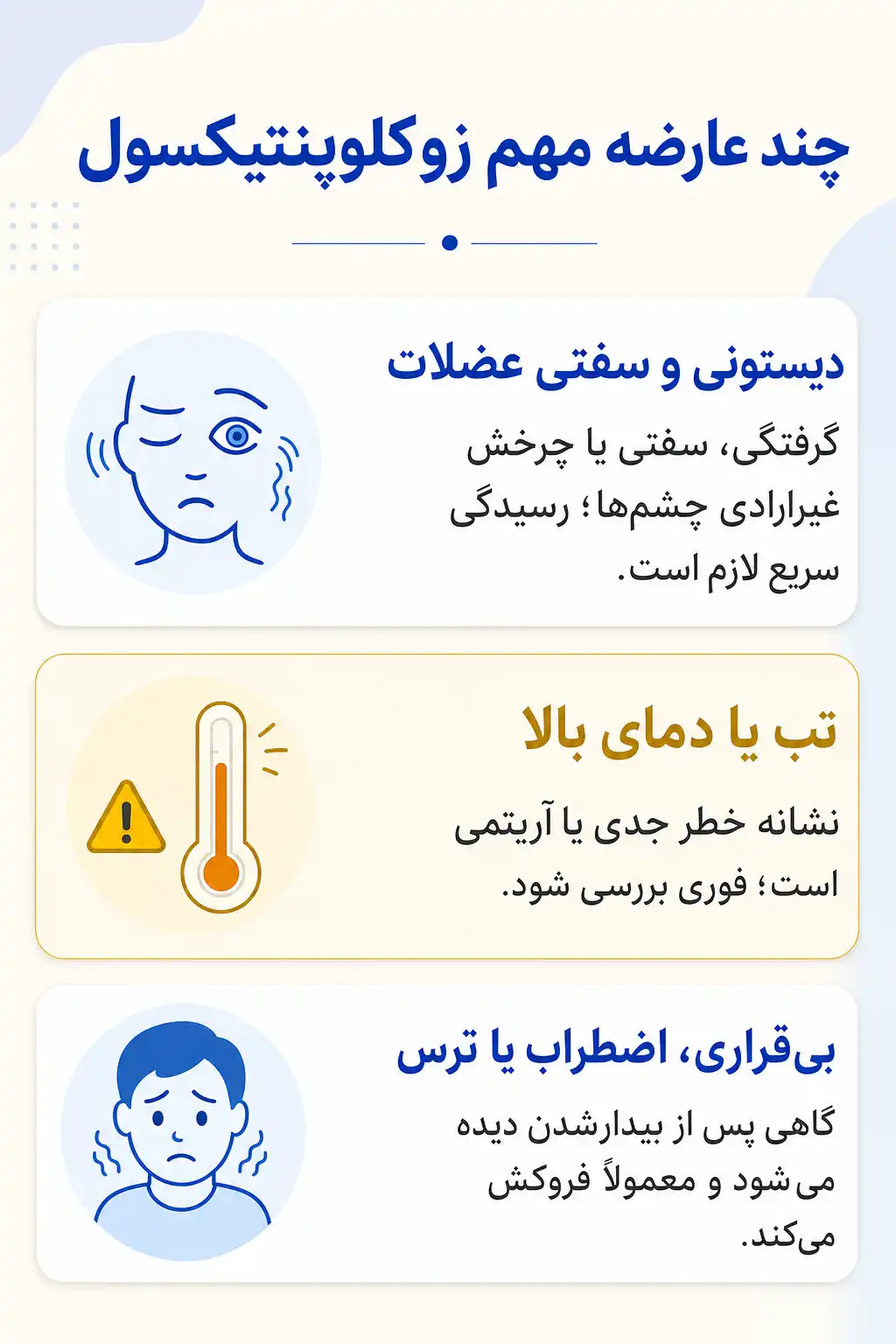 اینفوگرافیک عوارض جانبی مهم زوکلوپنتیکسول