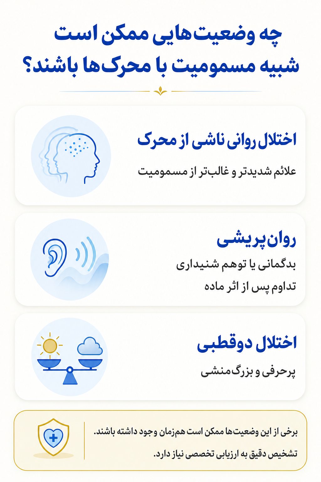 اینفوگرافیک تشخیص افتراقی مسمومیت با محرک‌ها و وضعیتهایی که ممکن است علائم مشابه ایجاد کنند.