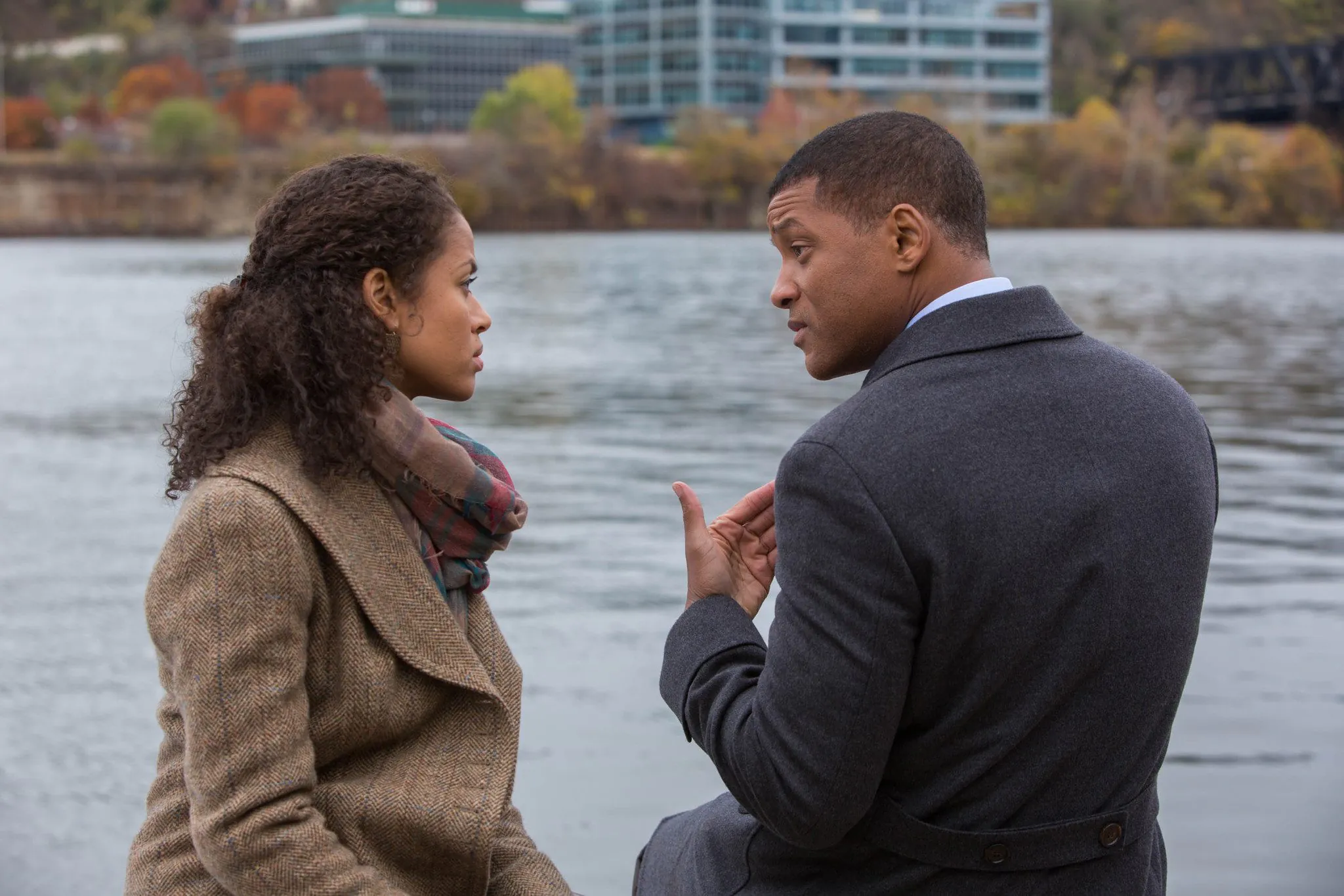 Will Smith and Gugu Mbatha-Raw in Concussion (2015)