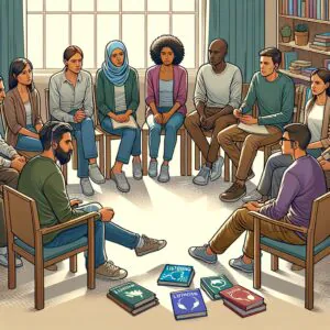 تجمعی از افراد با ارتباطی حمایتی به فردی که دارای نشانه‌های ADHD است.