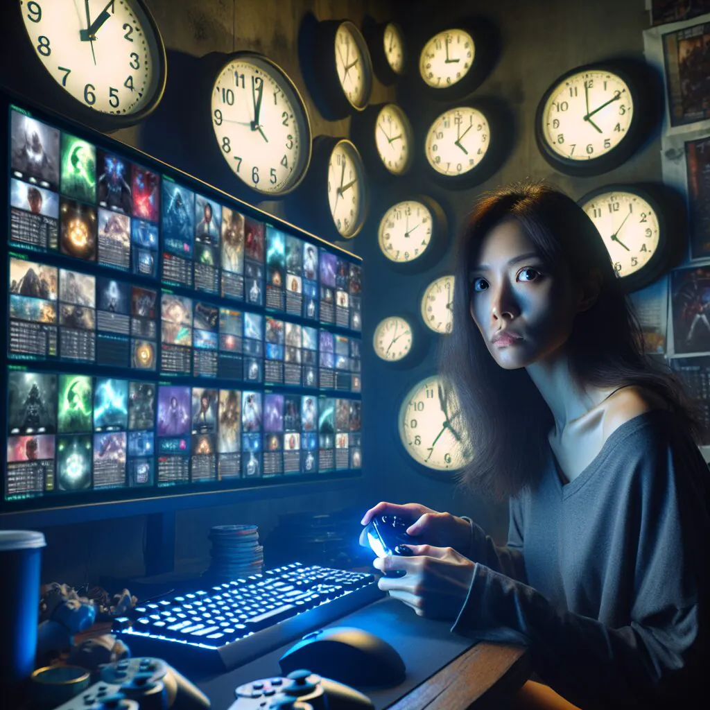 بررسی جامع اعتیاد به بازی آنلاین و راهکارها نمایش فردی نشسته در مقابل صفحه نمایش کامپیوتر با ساعت های متعدد در کنار و گیم پد در دستانش
