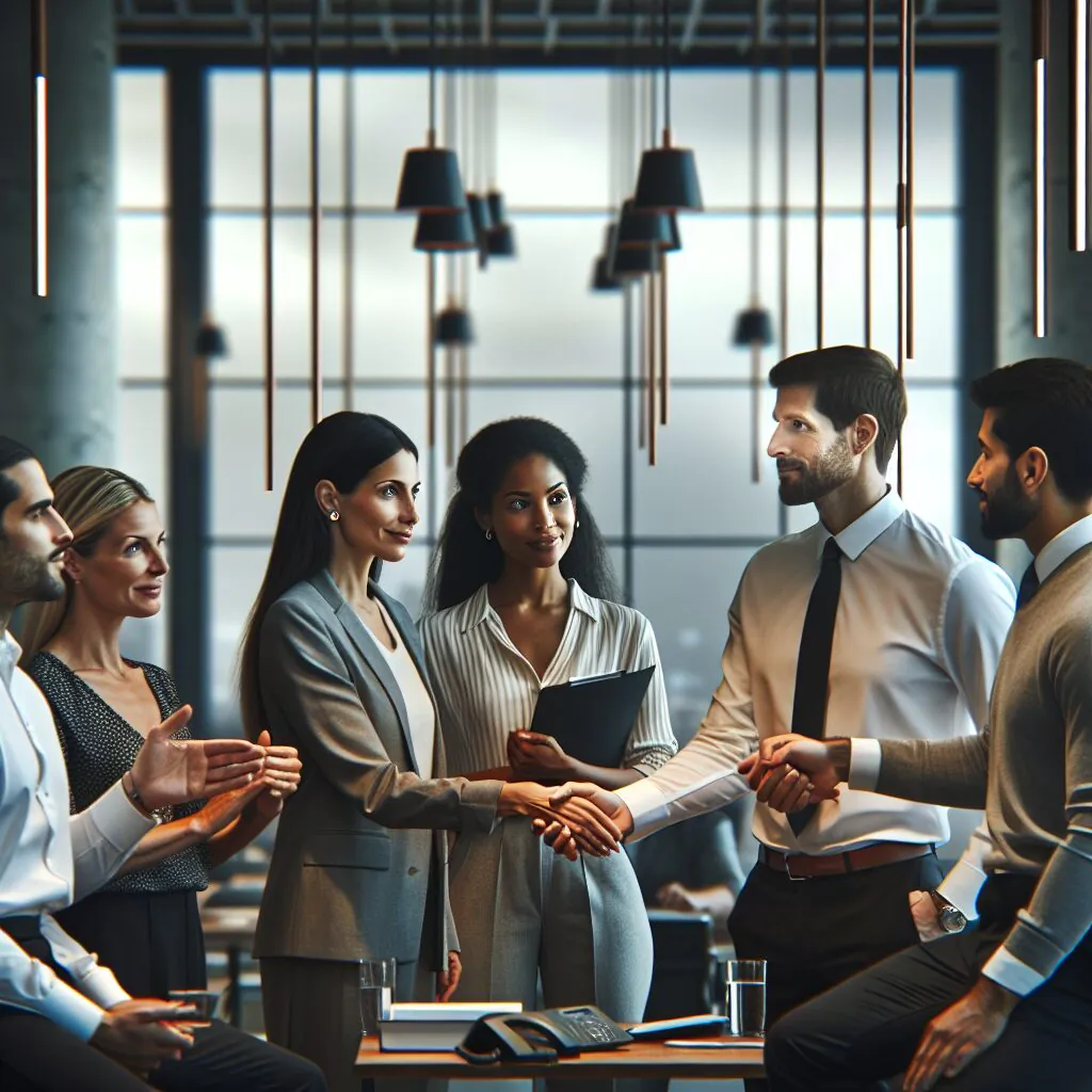 بازسازی اعتماد: راهکارها و چالشهای پیشرو تصویری از افراد در محیط کاری در حال توافق و ایجاد ارتباطات سالم
